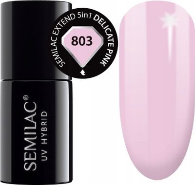 Llak xhel Semilac Extend Base 5in1 803 Delicate Pink, UV LED, 7ml, rozë e hapur