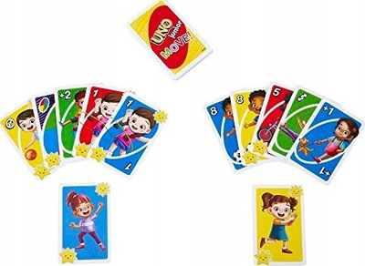 Loja me letra Mattel UNO Junior Move, për kalamaj 3+, 2-4 lojtarë, shumëngjyrëshe