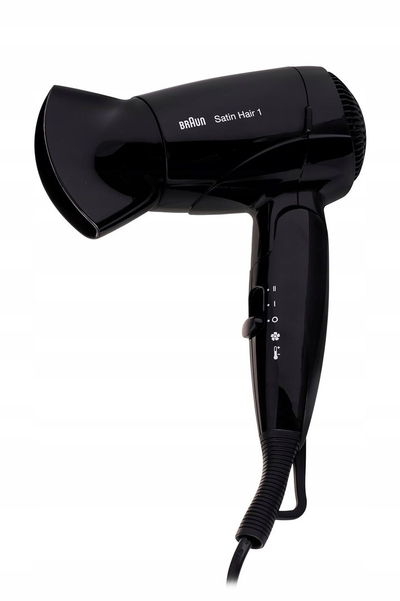 Tharëse flokësh Braun Satin Hair 1 HD 130 To Go, kompakte për udhëtim, 1200W, e bardhë