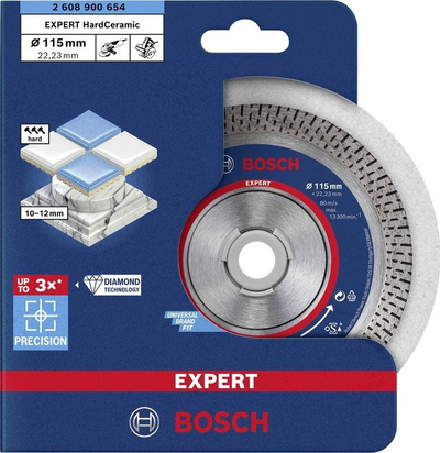 Disk prerës Bosch Expert Hard Ceramic, diamant, 115mm, 1.4mm, bosht 22mm