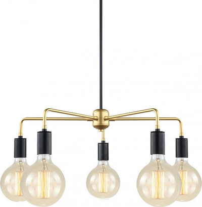 Llampë varëse Netlighting Modern, 5 drita, E27, e zezë me ari