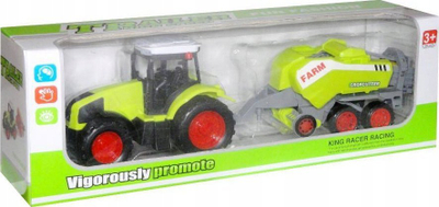 Lodër traktor Swede Gravity, me rimorkio ferme, plastike, jeshile
