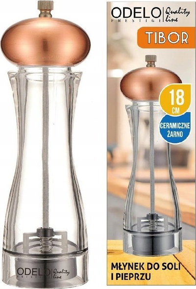 Mulli me dorë për kripë edhe piper Odelo Tibor, 18 cm, bërthamë qeramike, bakër