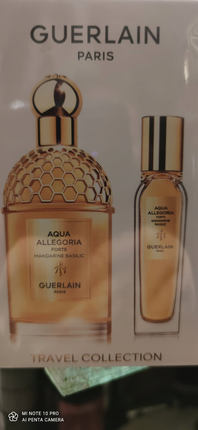 Set parfumesh Guerlain Aqua Allegoria Forte Mandarine Basilic për femra, 125ml, 10ml, ari