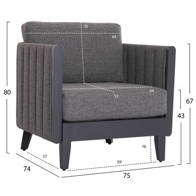 Set kopshti lounge 4-pjesësh Larry (HM6188.01), gri
