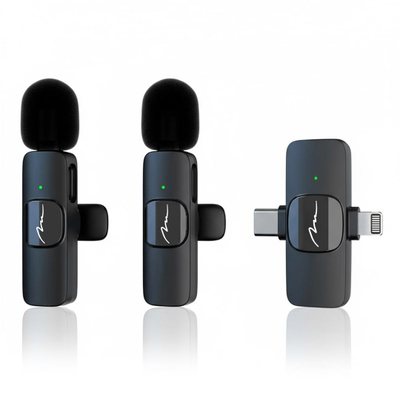 Set mikrofonësh lavalier Micro-Mic Duo MT416, 2 transmetues, bateri 4 orë, i zi