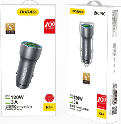 Karikues makine Dudao R4 Plus, 2x USB 3A 18W, 120W, gri metalik