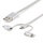 Kabllo karikimi StarTech 3 në 1, USB A në Micro USB USB C Lightning, 1m, ngjyrë argjendtë