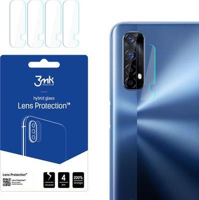 Заштитно стакло за камера 3mk Lens Protection, за Realme 7, 4 парчиња, проѕирно