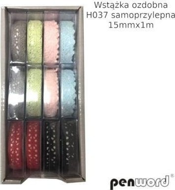 Rripa zbukurues vetëngjitës Penword H037, set me 12 copë, 15mm x 1m, me shumë ngjyra