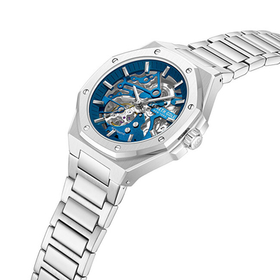 Orë për meshkuj Kenneth Cole Automatic Skeleton KCWGY0058901, e argjendtë