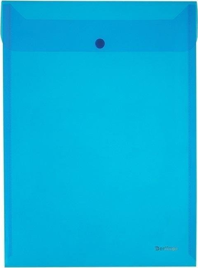 Folder plastik Berlingo A4, mbyllje me kapëse snap, transparent, blu