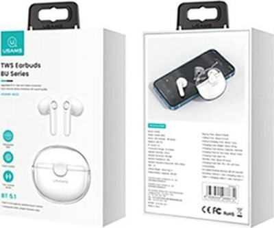 Kufje wireless Usams TWS BU Series BHUBU01, Bluetooth 5.1, deri 30 orë bateri, të bardha