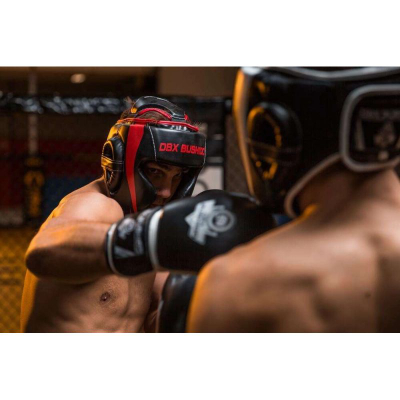 Helmetë boksi Bushido Training Sparring S, e rregullueshme, mbrojtje e plotë, e zezë