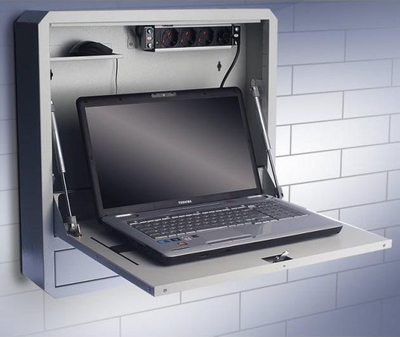 Kabinet mur muror për laptop Techly 026845, me raft, me bravë, gri