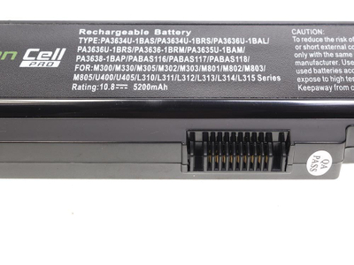 Bateri laptopi Green Cell PRO Toshiba PA3817U 1BRS, 5200mAh, 11.1V, e zezë