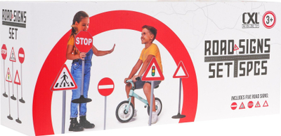 Set lodrash rrugore CXL Road Signs, 5 shenja trafiku, 70cm, kuqe gri