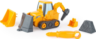 Lodër ndërtimi TOMY John Deere Build a Buddy Deluxe, ekskavator me vegël montimi, plastike, portokalli