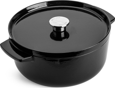 Tigan i thellë KitchenAid Cast Iron, 26cm, me kapak, i zi