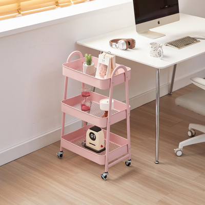 Karrocë organizuese no name Storage Cart, 3 rafte, rozë