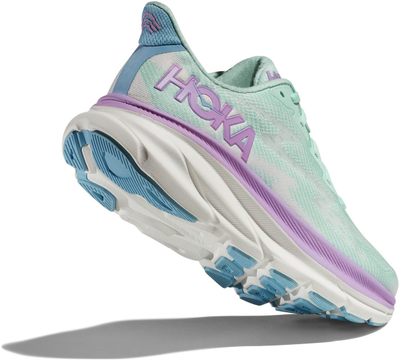 Патики за трчање Hoka Clifton 9 Wide, жени, висок амортизер, мента и виолетови