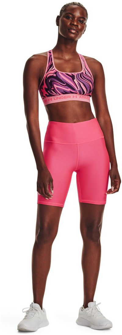Спортски шорцеви Under Armour HeatGear за жени, со висок струк, впиваат пот, светло розови