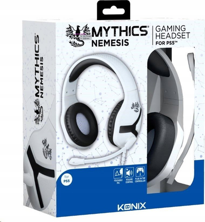 Kufje gaming Konix Mythics Nemesis PS5, stereo, me mikrofon, bardh e zi