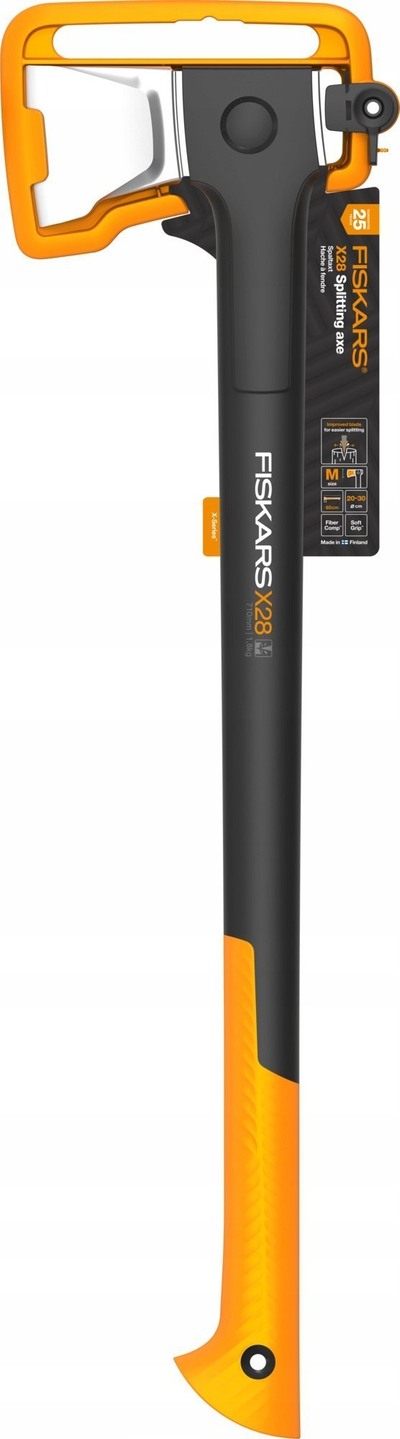 Секира за сечење дрва Fiskars X-Series X28 M, 72cm, рачка FiberComp, портокалова и црна