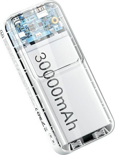 Power bank Usams US-CD213, 30000mAh, PD 20W QC3.0, i bardhë