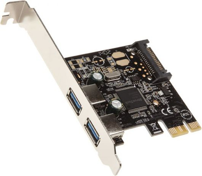 Kartë kontrolluese InLine PCIe 2.0 x1 76666L, 2x USB 3.0, SATA, e zezë