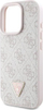 Çantë-mbulesë telefoni Guess Leather Metal Logo Strass Crossbody për iPhone 16 Pro Max 6.9", lëkurë, rozë