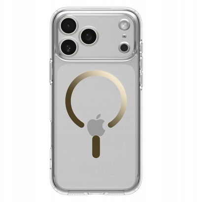 Kapak telefoni Spigen Ultra Hybrid MagSafe për iPhone 17 Pro Max, transparent, ngjyrë ari