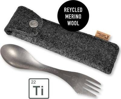 Set spork Light My Fire Eco, titan G2, me këllëf leshi Merino, ngjyrë argjendi
