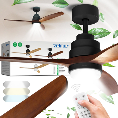 Ventilator tavani Zelmer ZCF7601, 132 cm, 40W LED, ngjyrë dru lisi
