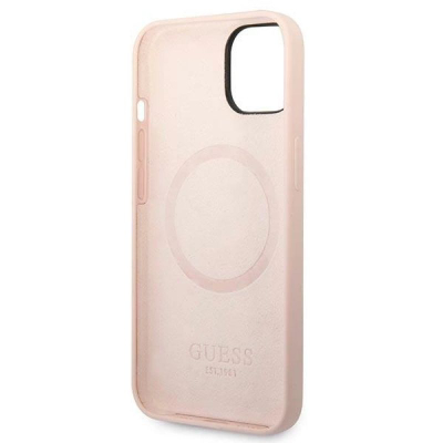 Kapak telefoni Guess për iPhone 14 Plus 6.7", silikon, rozë