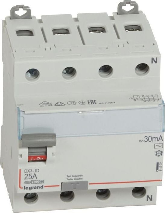 Diferencial mbrojtës Legrand 4117, 25A, 30mA, 3+N pole