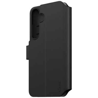 Mbulesë portofol CARE by PanzerGlass Wallet Case për Samsung Galaxy S25 Plus, me këmbë mbajtëse, me xhepa për karta, e zezë
