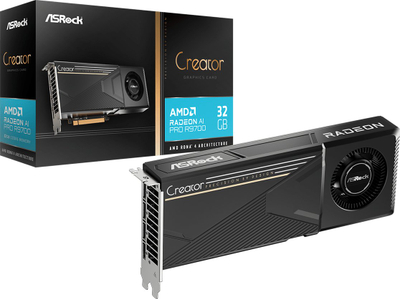 Kartë grafike Asrock AI PRO R9700 Creator, 32GB GDDR6, PCIe 5.0, metalike