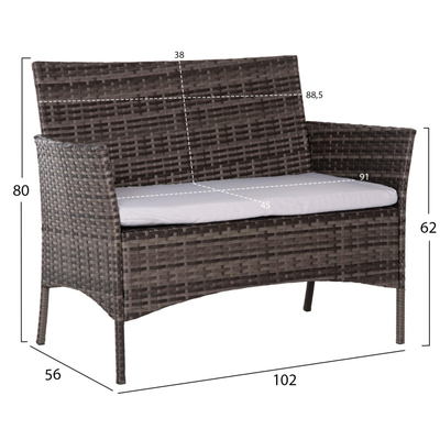 Set kopshti lounge 4-pjesësh Stasia (HM6089.02), gri/ bezhë