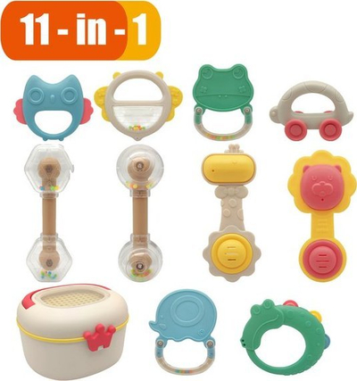 Set lodrash WOOPIE BABY Rattles, 11 në 1, për bebe, shumëngjyrëshe