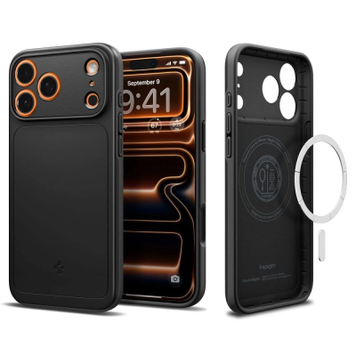 Futrollë telefoni Spigen Cs10274, MagSafe, mbrojtëse e hollë, e zezë