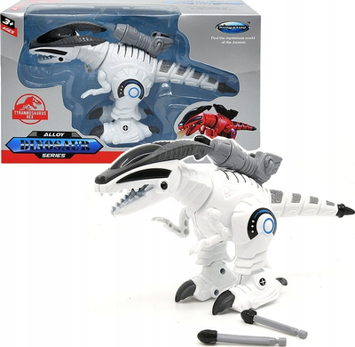 Lodër dinosauri robotik Figure Hippo Dinosaur, metal, me drita dhe zhurma, i bardhë