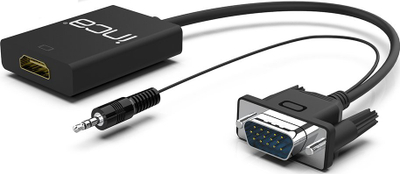 Видео адаптер Inca IVTH-02, HDMI во VGA, 0.2 m, USB, бел