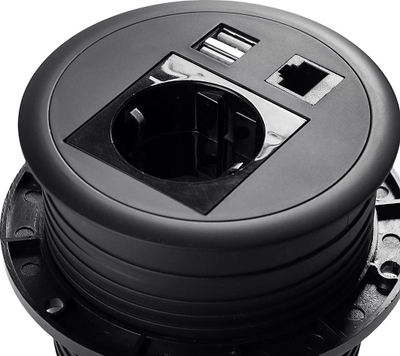 Prizë tavoline Spacetronik Ergoline SPS-R1D4B, 1x230V, 2xUSB RJ45, e zezë