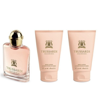 Set për trup Trussardi Delicate Rose, Eau de Toilette 30 ml + losion trupi 2 x 30 ml