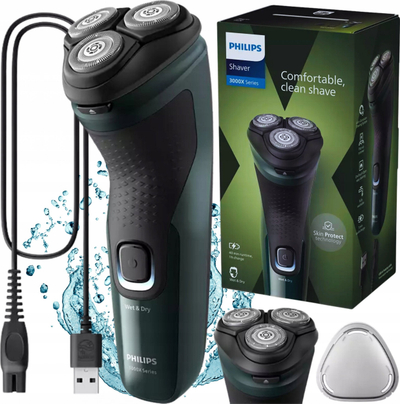 Rroje elektrike Philips Series 3000X X3002/00, pa kabllo, trimmer i integruar, blu
