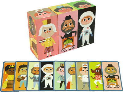 Puzzle kubik druri Lean Toys, 6 kube, figura personazhesh, me ngjyra