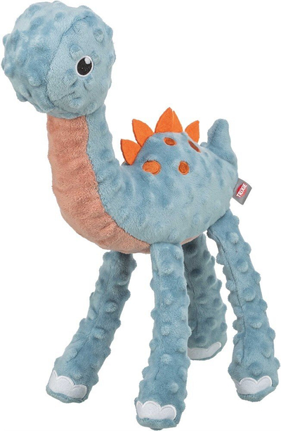 Lodër pelushi për qen Trixie Soft Toy Dinosaur, dinosaur, blu e portokalli