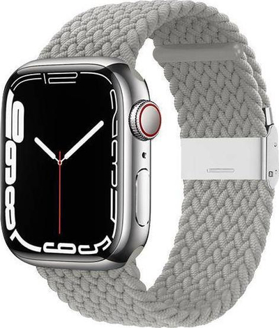 Rrip dore Crong Wave Band Braided për Apple Watch 38/40/41 mm, stof i endur, gri e çelët