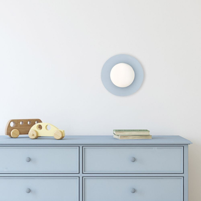 Llampë tavani TK Lighting Pixie, Ø25cm, xham, blu e çelët